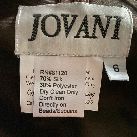 Jovani Silk Gown Brown with Scarf - Picture 5 of 7